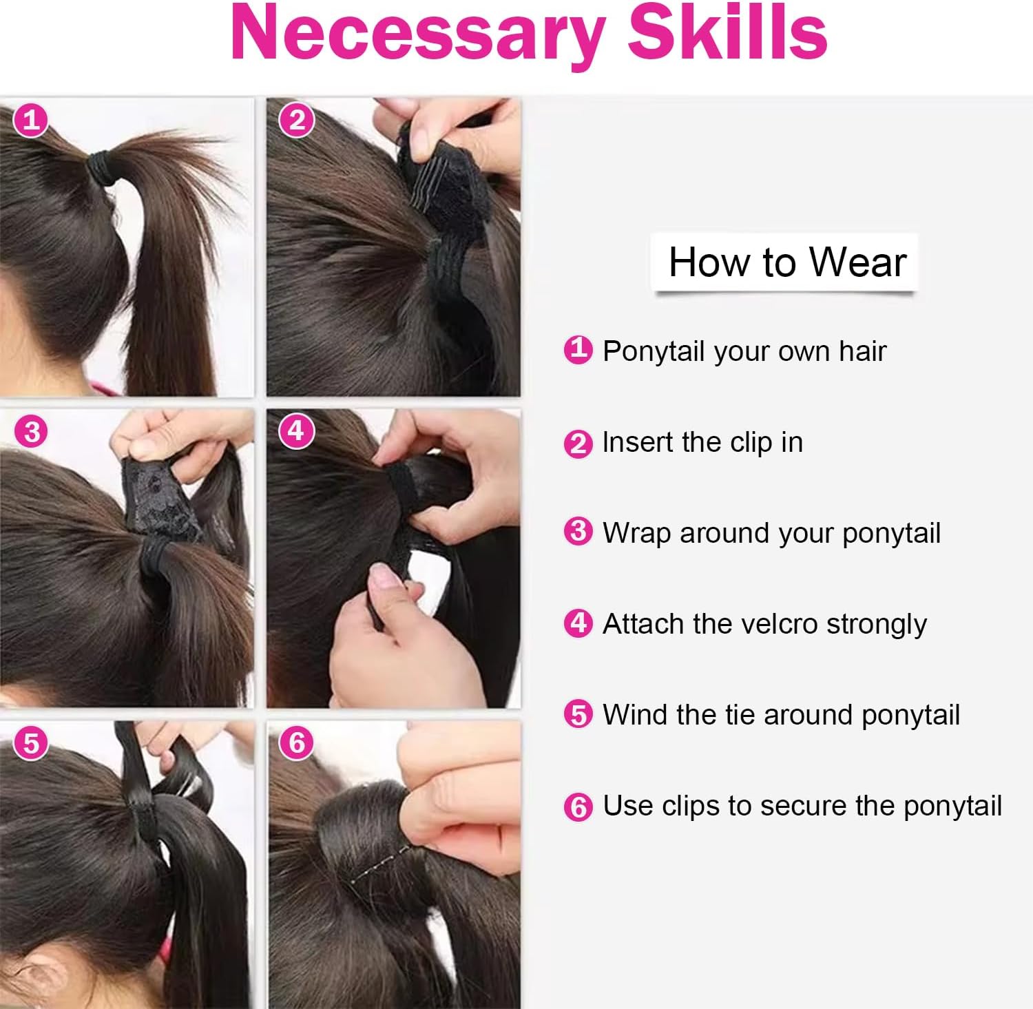 Wrap Around Real Kinky Straight Clip in Human Hair Ponytail
