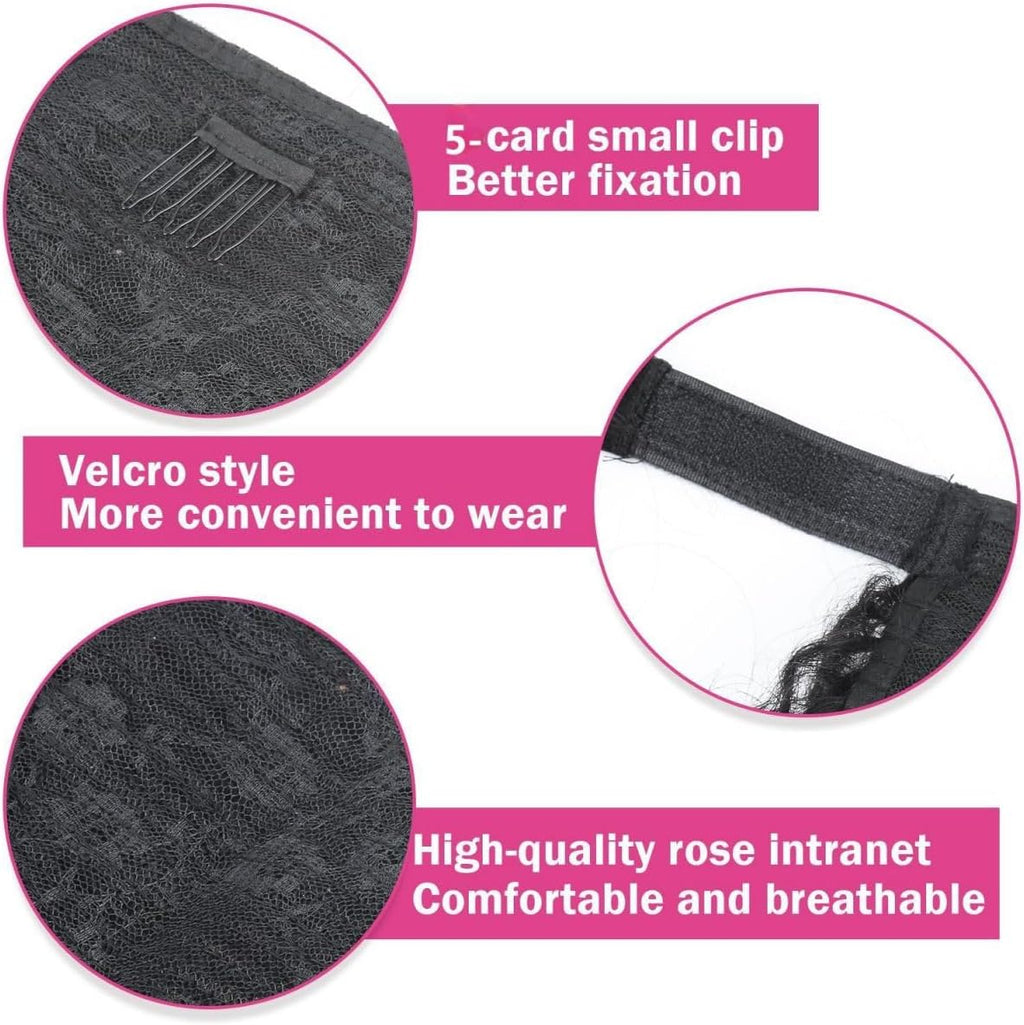 Wrap Around Real Kinky Straight Clip in Human Hair Ponytail
