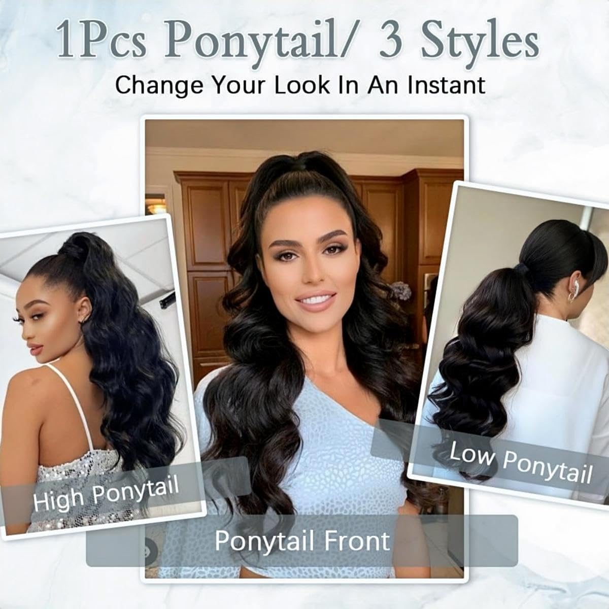 Body Wave Ponytail InvisiFit Strap Cap With Clip In 100% Human Hair