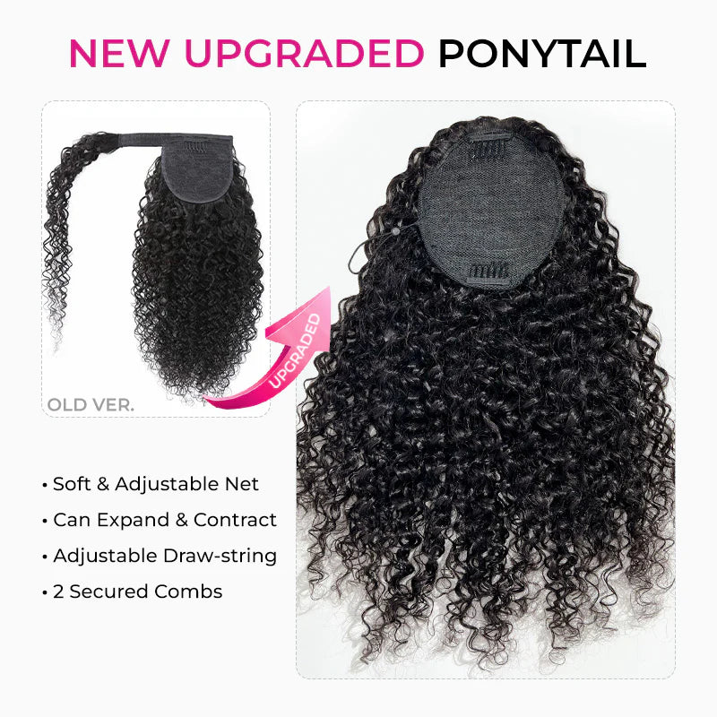 Water Wave Ponytail with InvisiFit Strap 100% Human Hair